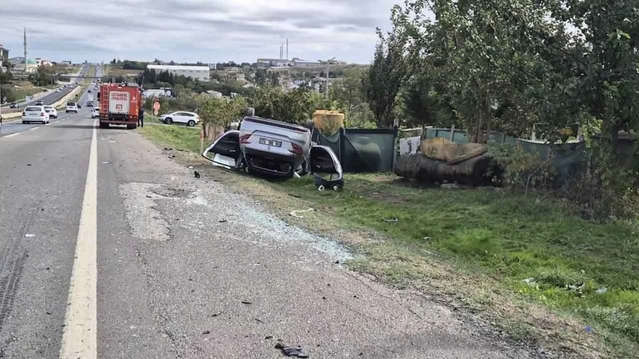 Silivri’de otomobilin takla attığı kaza anı ortaya çıktı