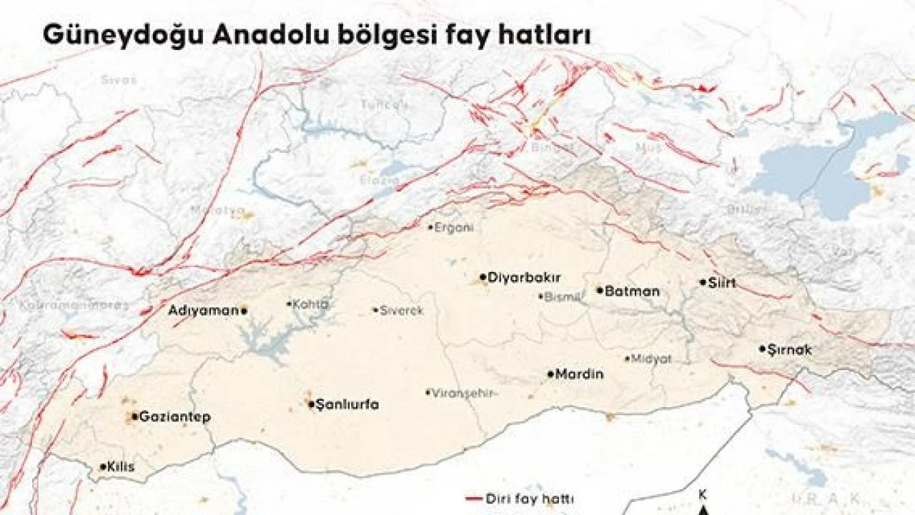 Adıyaman'da fay hattı geçen yerler ve deprem risk haritası 2024 - 1. Resim
