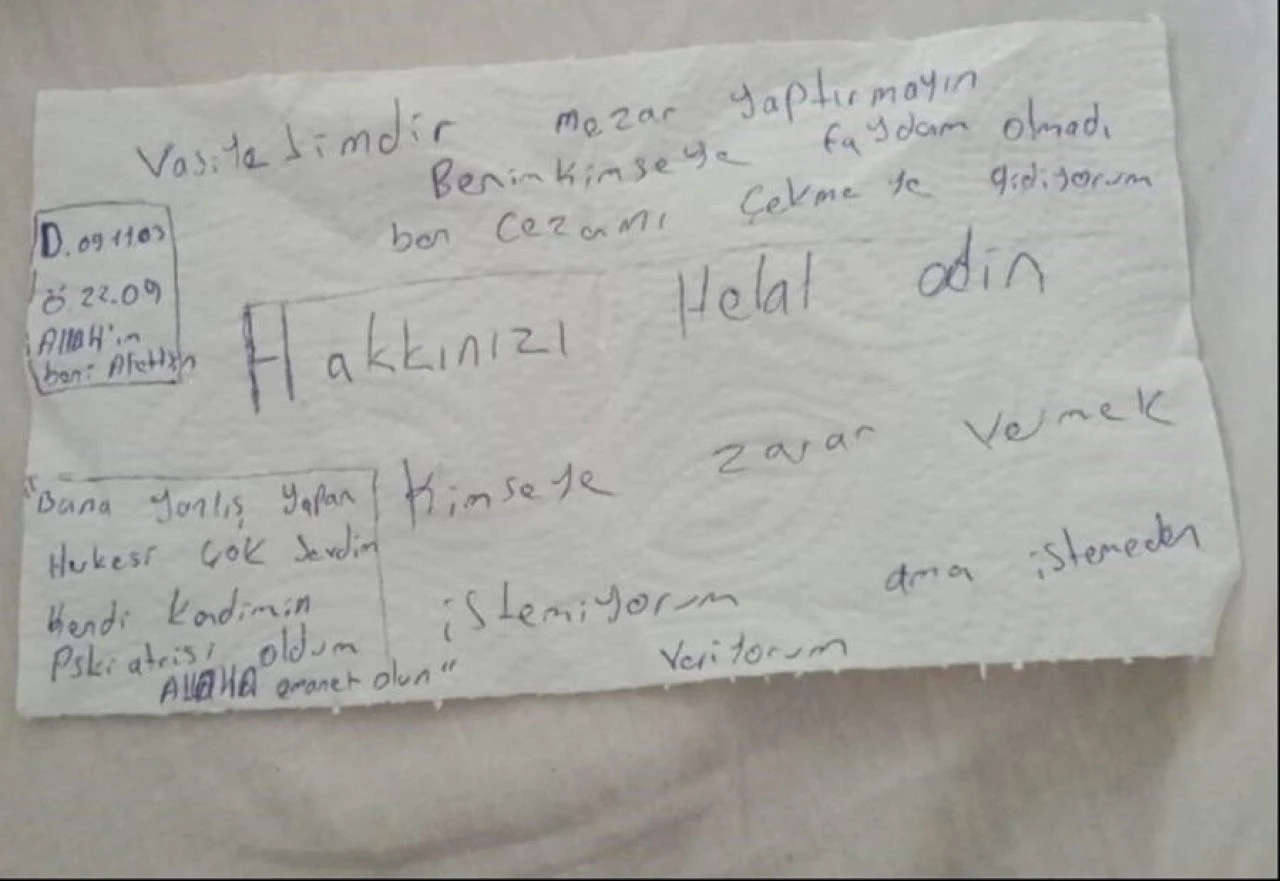 Antalya'da tüyler ürperten ölüm! Peçeteye bıraktığı not herkesi şoke etti