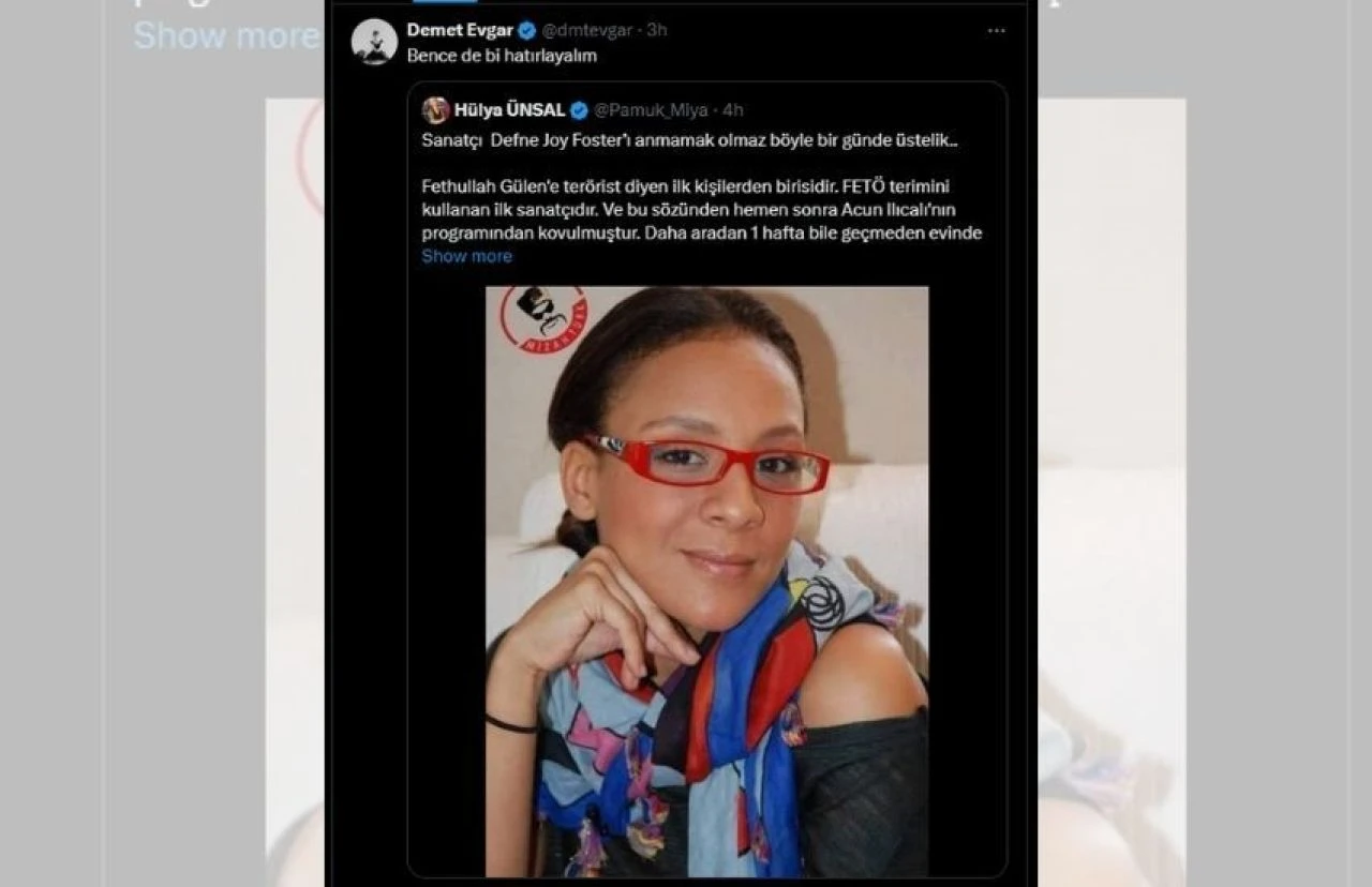 Fetullah Gülen'in ölümü sonrası Demet Evgar, Defne Joy Foster'ı paylaştı