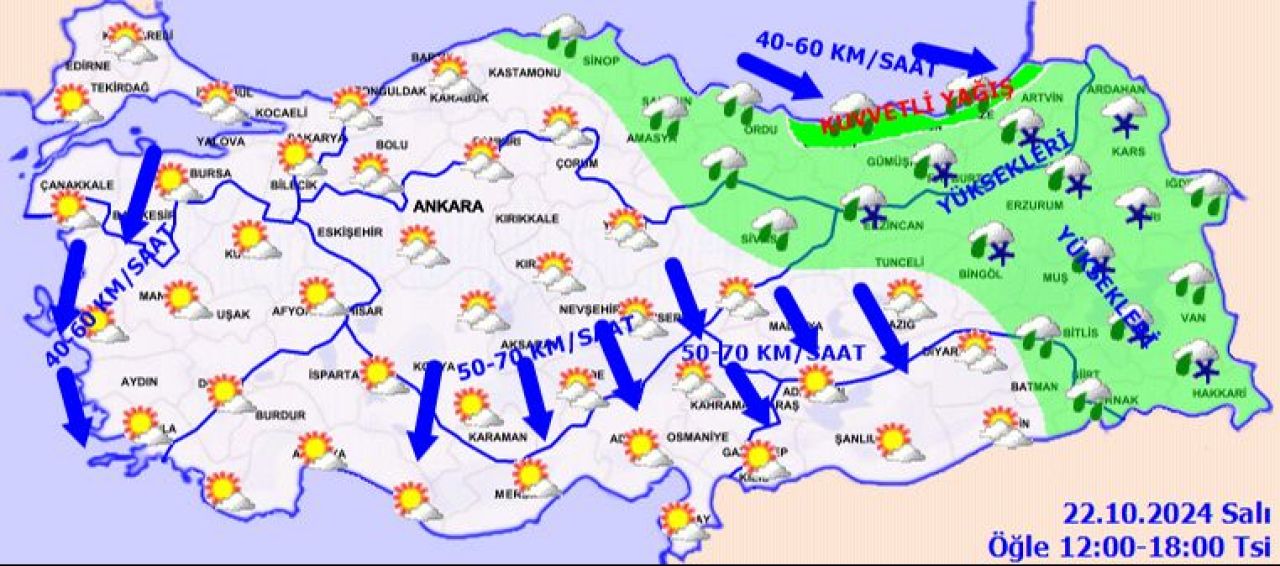 Bir yanda kar, yağmur bir yanda fırtına: Meteoroloji 'Kuvvetli geliyor' diyerek uyardı! İşte 22 Ekim 2024 il il hava durumu - 2. Resim