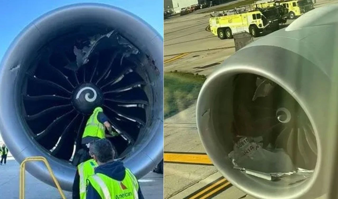 Uçağın motoru bagaj kamyonunu havaya uçurup, içine çekti! Paramparça olduğu anlar kameraya yansıdı