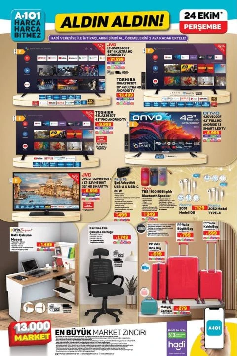 A101 24 Ekim aktüel kataloğunda çalışma koltuğu, gözleme makinesi, otomatik saç şekillendirici, motorlu bisiklet ve olta seti yer alıyor - 1. Resim