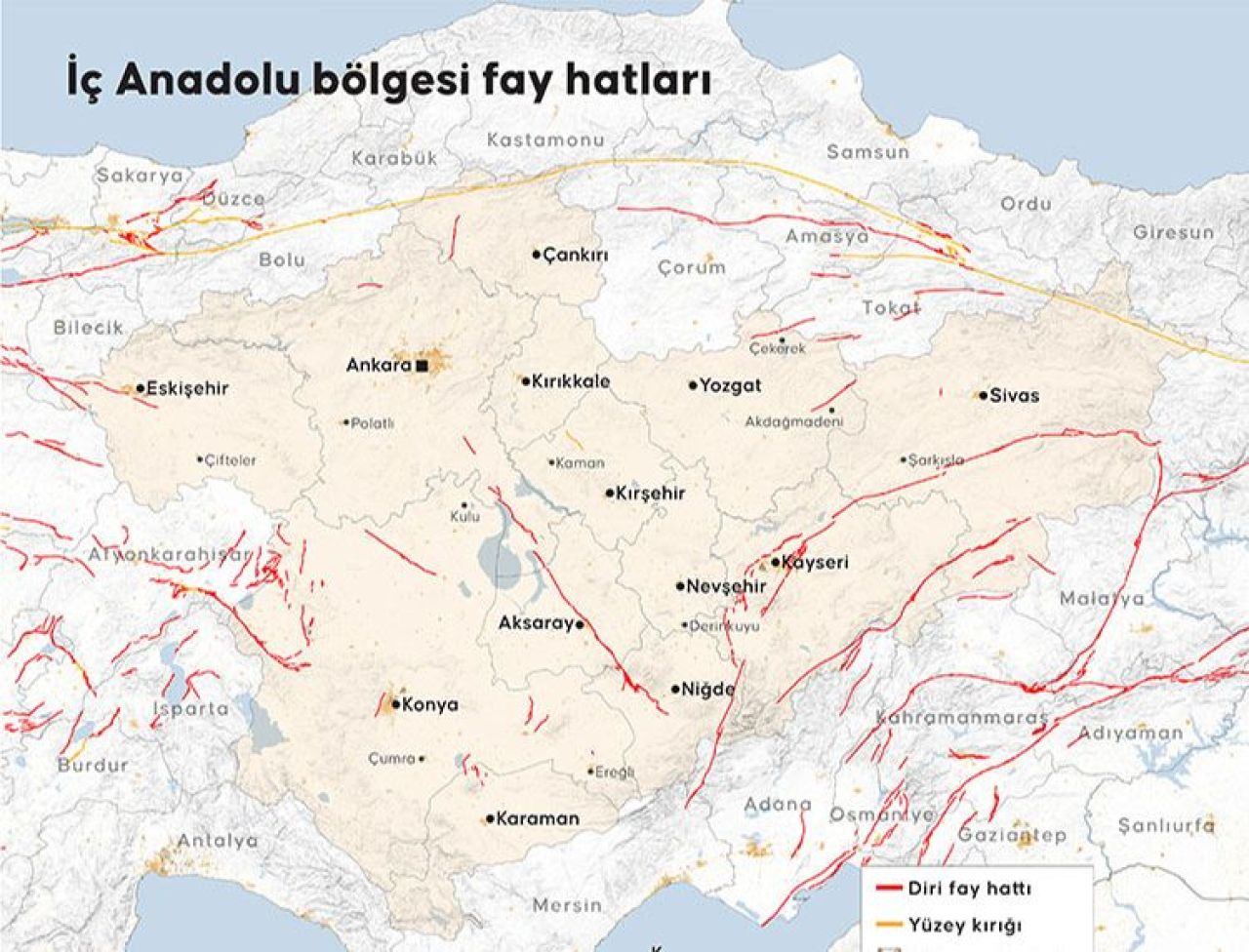 Tokat fay üstünde olan ilçeler ve deprem riski haritası - 1. Resim