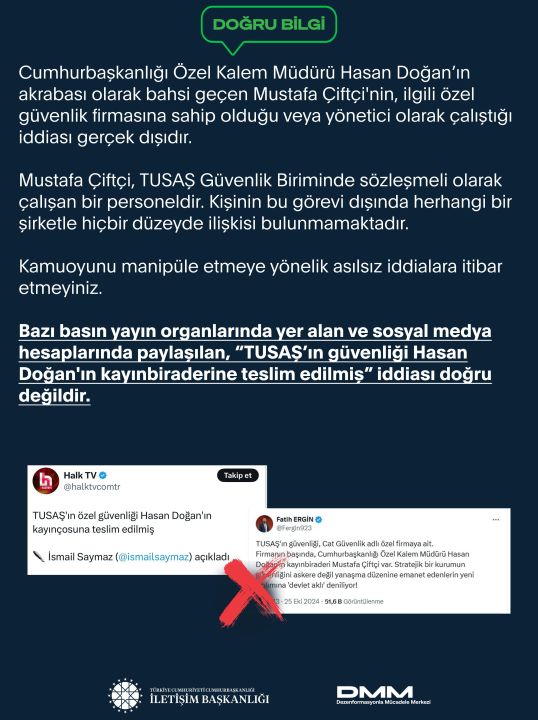 İletişim Bakanlığı'ndan TUSAŞ iddialarına yalanlama - 1. Resim