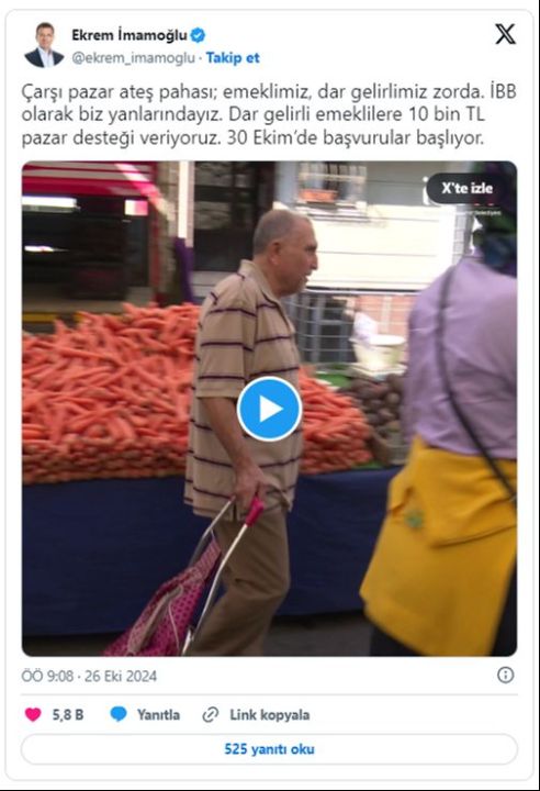 İBB emeklilere 10 bin TL pazar desteği verecek! Şartları belli oldu: 30 Ekim'de başlıyor - 1. Resim