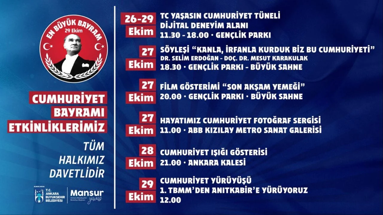 Mansur Yavaş, Ankara 29 Ekim etkinlik takvimini sosyal medya hesabından paylaştı