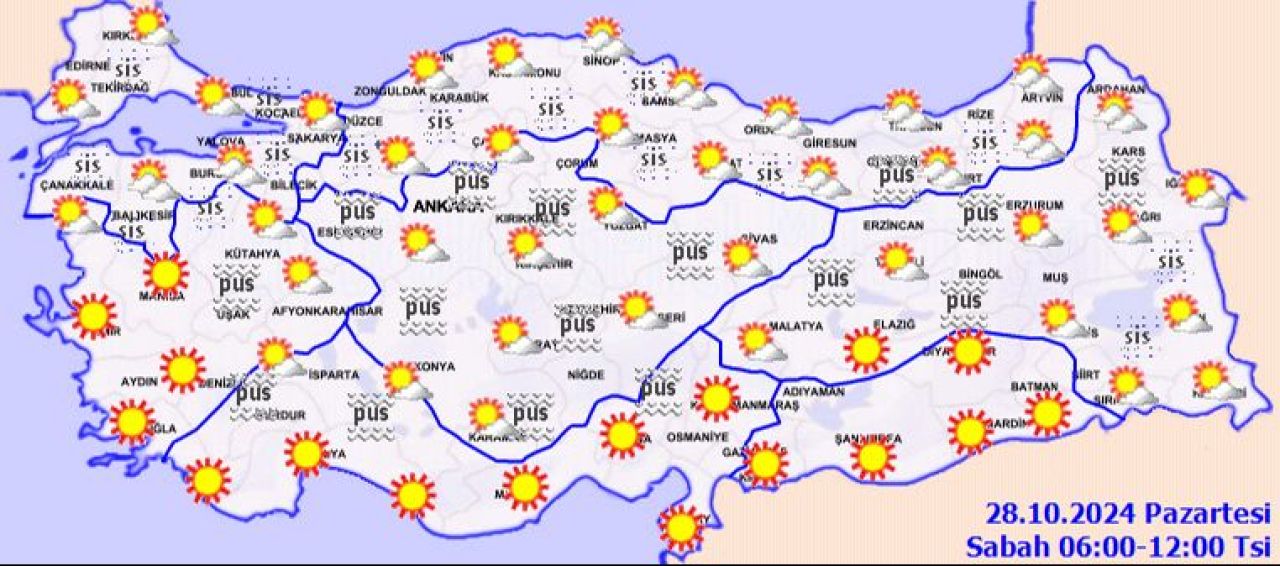 Meteoroloji saat vererek uyardı: Yoğun sis birden çökecek! İşte il il 28 Ekim 2024 hava durumu tahmini - 1. Resim