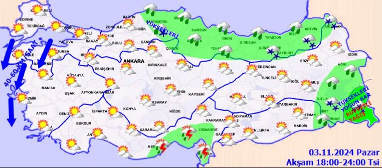 Meteoroloji'den kuvvetli fırtına ve sağanak uyarısı: Sıcaklık 9 derece birden düşecek! İşte 3 Kasım 2024 il il hava durumu - 4. Resim