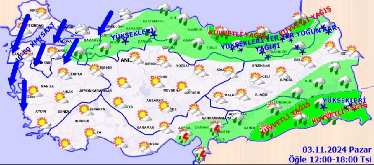 Meteoroloji'den kuvvetli fırtına ve sağanak uyarısı: Sıcaklık 9 derece birden düşecek! İşte 3 Kasım 2024 il il hava durumu - 2. Resim