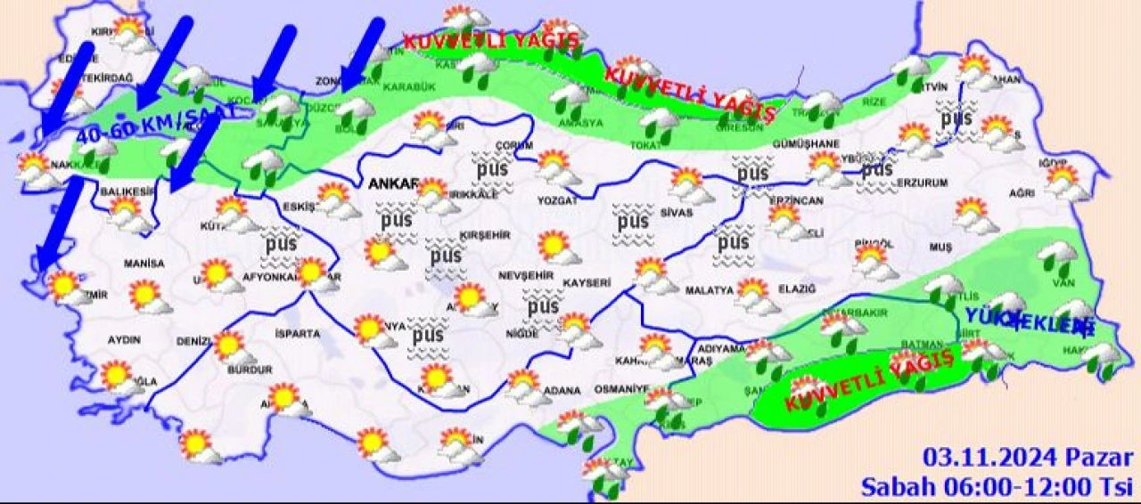 Meteoroloji'den kuvvetli fırtına ve sağanak uyarısı: Sıcaklık 9 derece birden düşecek! İşte 3 Kasım 2024 il il hava durumu - 1. Resim