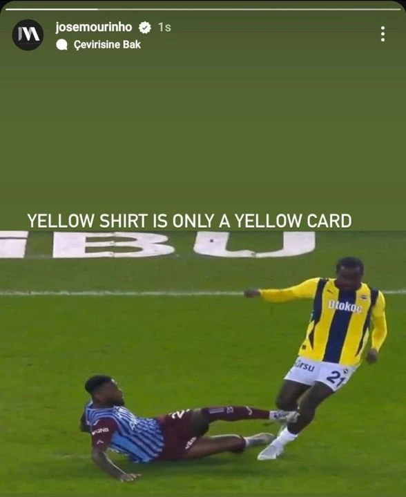 Jose Mourinho'dan Trabzonspor maçıyla ilgili bir tepki daha! Kritik pozisyonu paylaştı - 2. Resim