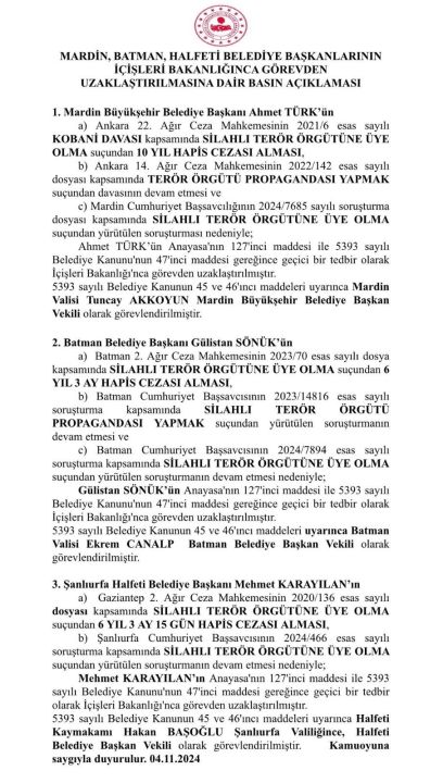 Son Dakika | Mardin, Batman ve Şanlıurfa Halfeti'ye kayyum atandı! Ahmet Türk üçüncü kez görevden alındı - 3. Resim