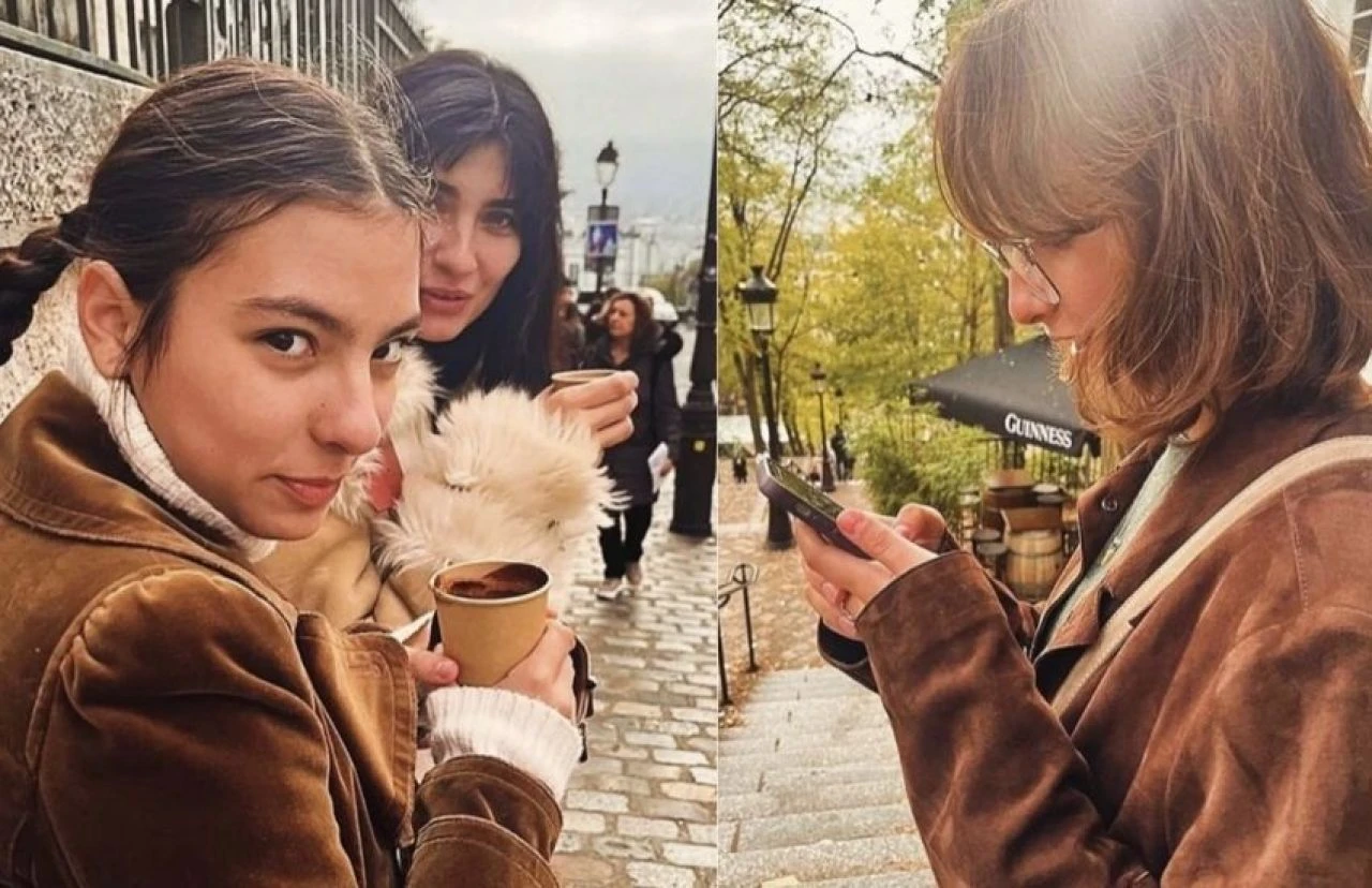Tuba Büyüküstün kızları Maya ve Toprak ile Paris sokaklarında dans etti! - 3. Resim