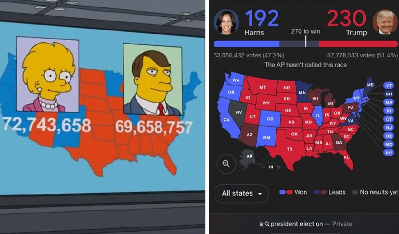 ABD seçim sonucunu The Simpsons bildi! İşte 24 yıl sonraki tahmin edilen seçimin haritası