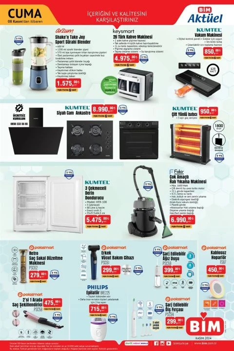 BİM 8 Kasım aktüel ürünleri satışa çıkıyor! Katalogda Shake’n Take blender, vakum makinesi, çift yönlü ısıtıcı ve çekmeceli derin dondurucu yer alıyor