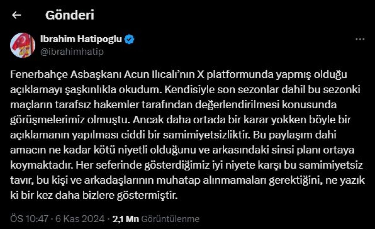 Fenerbahçe ile Galatasaray arasında yabancı hakem kavgası! Acun Ilıcalı ile İbrahim Hatipoğlu birbirine girdi - 3. Resim