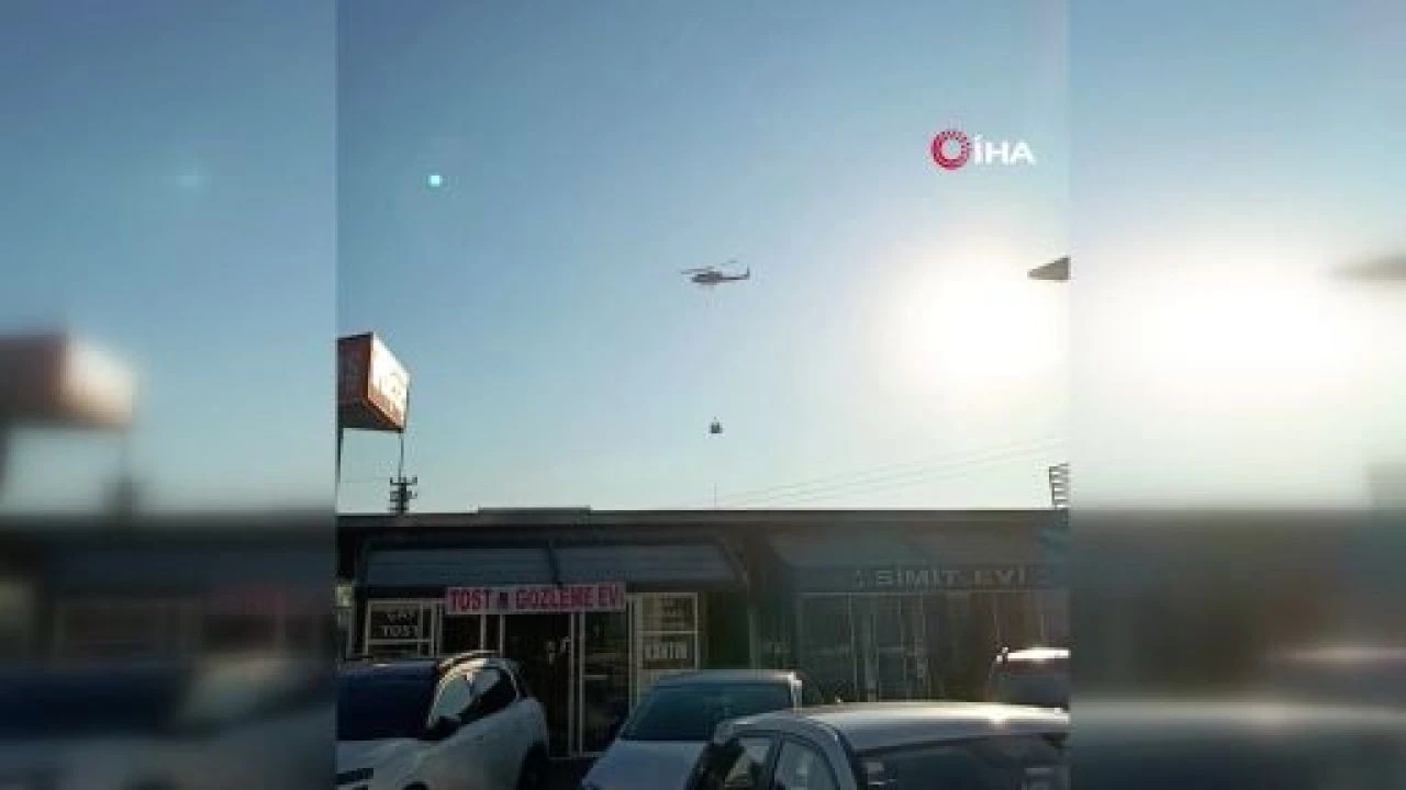 Kocaeli'nde havada asılı kalan helikopter merak uyandırdı!