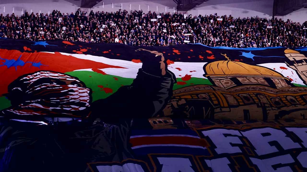 Şampiyonlar Ligi maçlarına damga vuran görüntü: Filistin pankartı açıldı