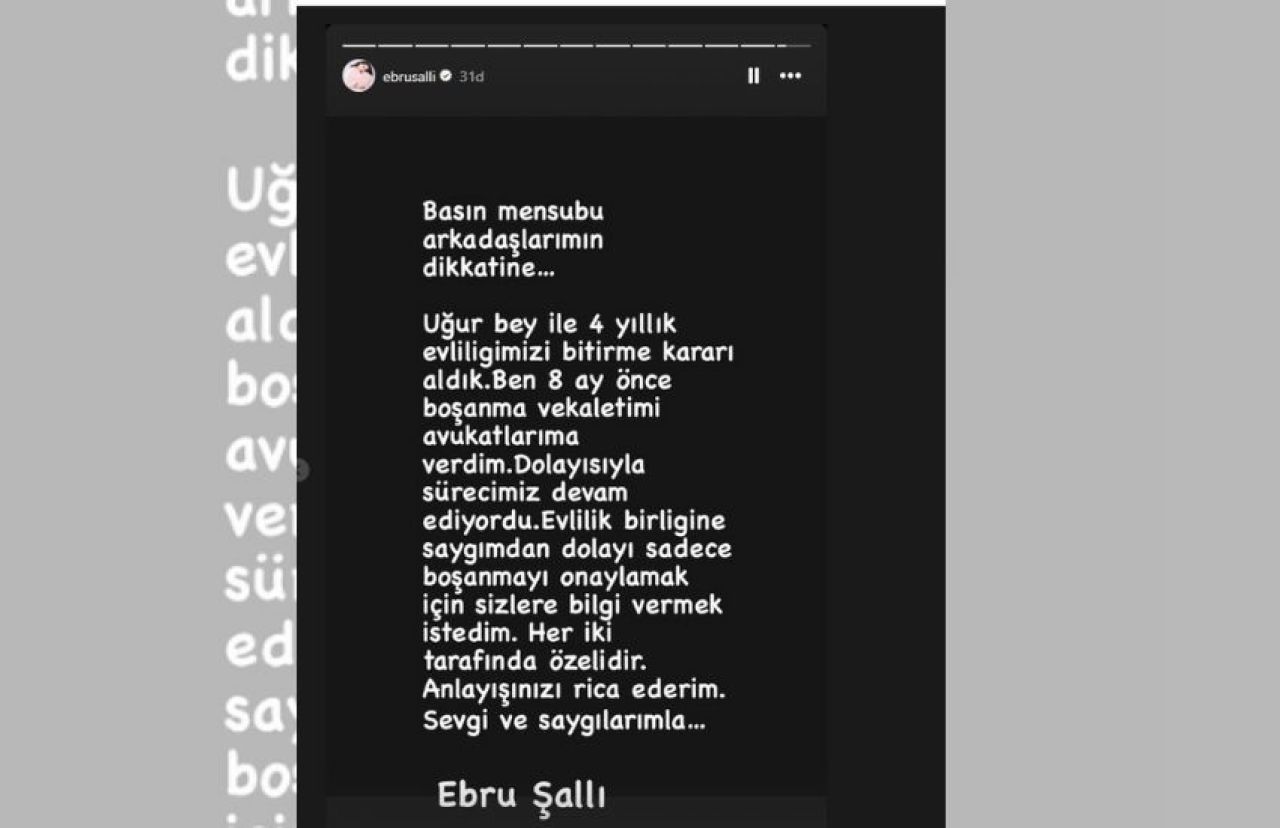 Uğur Akkuş'un boşanma açıklamasına Ebru Şallı'dan cevap geldi! - 1. Resim