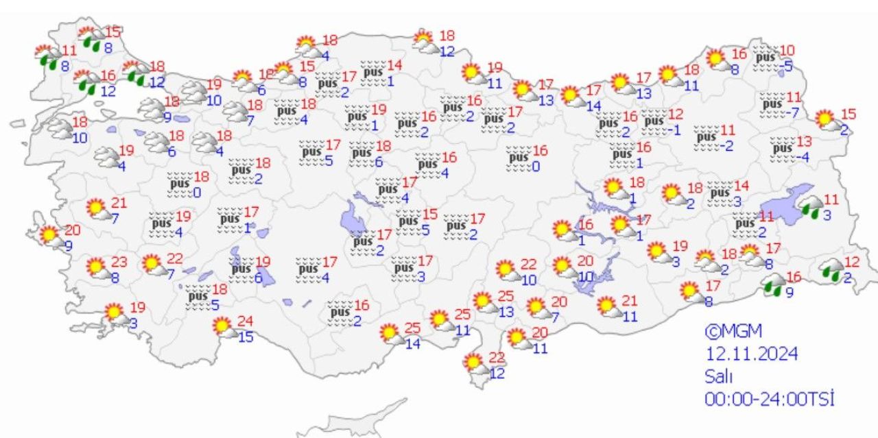 Meteoroloji 12 Kasım hava raporunu yayımladı: Çok sayıda ilimize yağış, sis ve pus uyarısı - 2. Resim