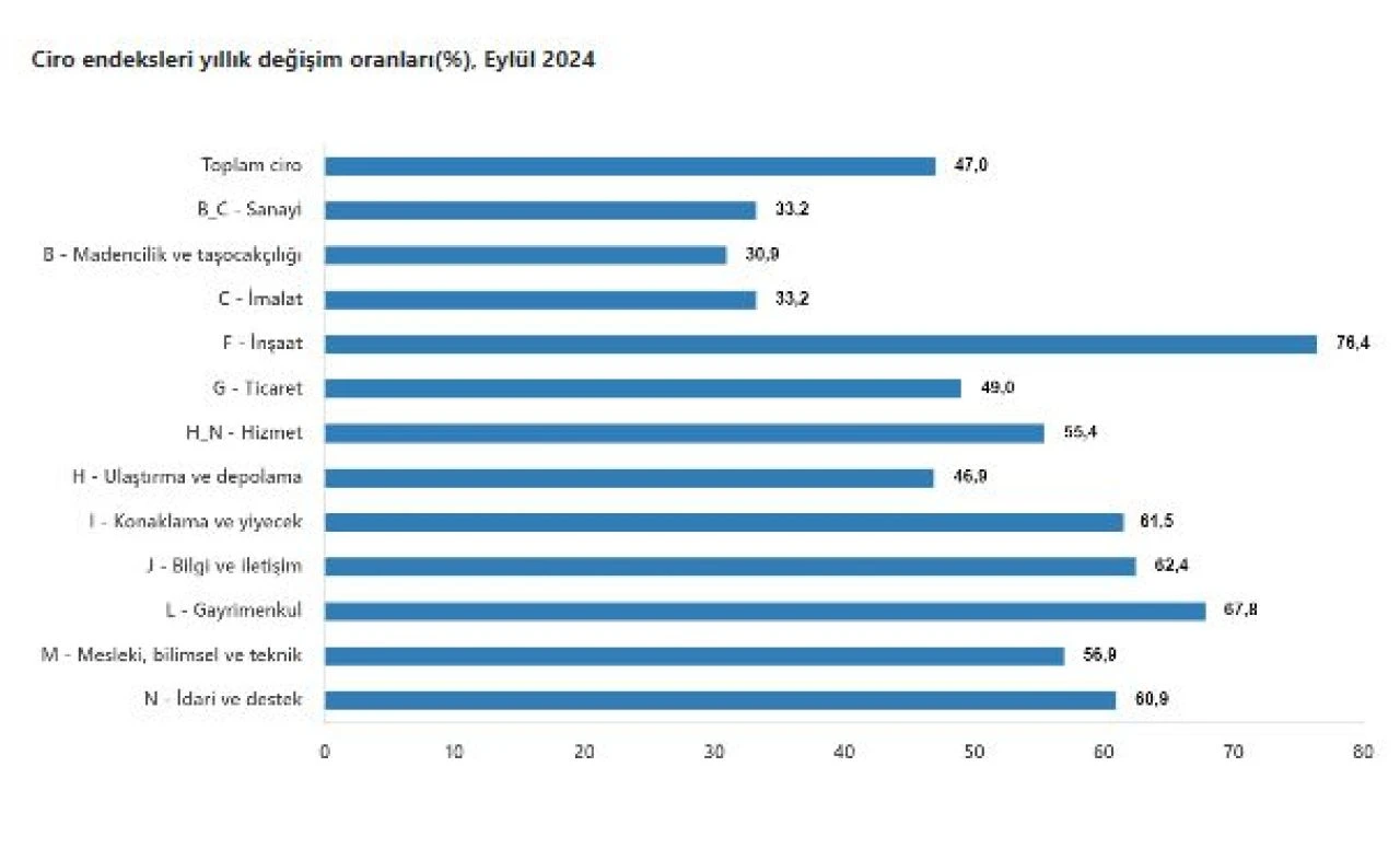 Sanayi, inşaat, ticaret ve hizmet sektörleri toplamı ciro endeksi arttı - 1. Resim