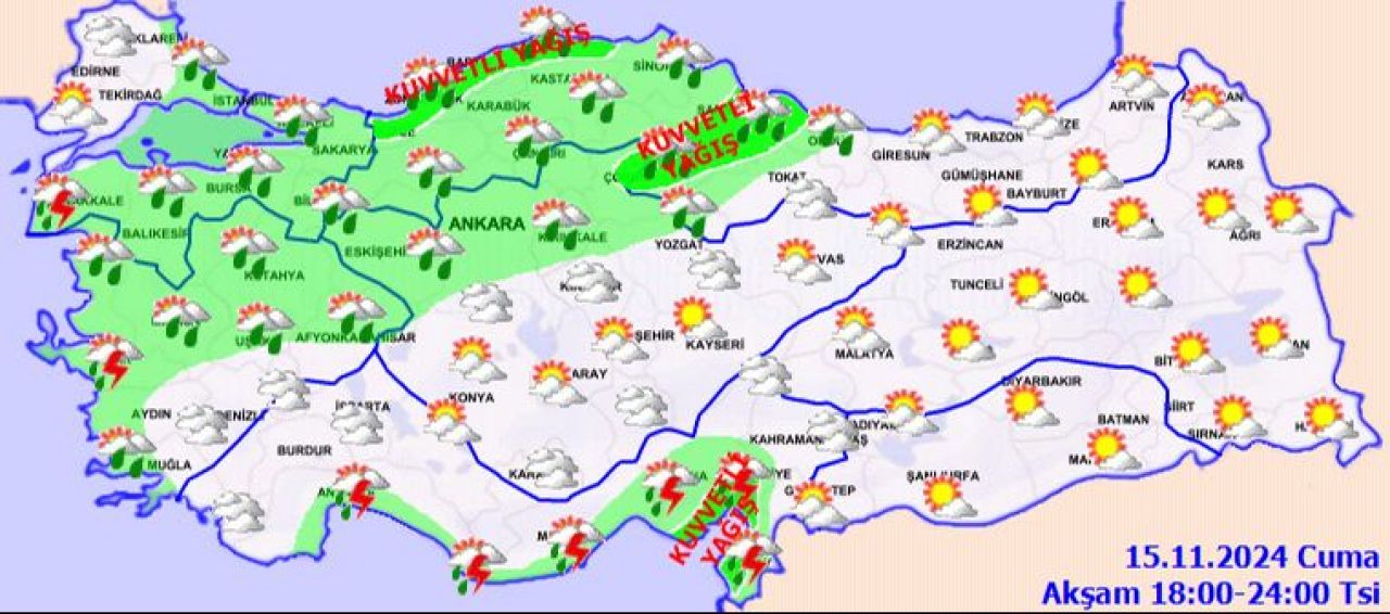 Meteoroloji'den sel uyarısı: İstanbul dahil birçok kenti sağanak vuracak! İşte 15 Kasım 2024 il il hava durumu - 3. Resim