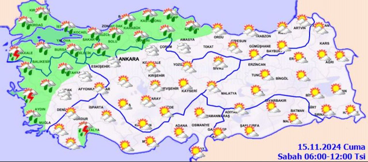 Meteoroloji'den sel uyarısı: İstanbul dahil birçok kenti sağanak vuracak! İşte 15 Kasım 2024 il il hava durumu - 1. Resim