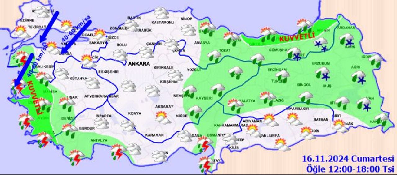 Meteoroloji'den 8 ilde sarı alarm: Kar, sağanak ve fırtına geliyor! İşte 16 Kasım 2024 hava durumu raporu - 2. Resim