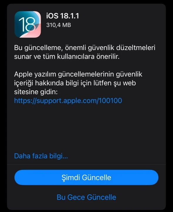 Apple, iOS 18.1.1 ve iPadOS 18.1.1 güncellemelerini yayınladı: İşte gelen yenilikler