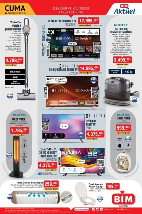 BİM 22 Kasım aktüel kataloğunda Philips buhar kazanlı ütü, Air Fryer, Gua Sha cihazı, ultrasonik cilt temizleme aleti ve dikey ısıtıcı gibi birçok ürün yer alıyor