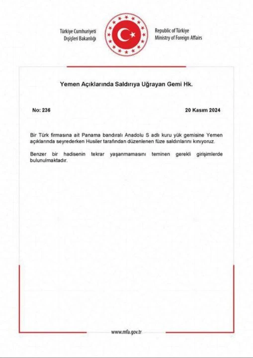 Son Dakika | Yemen'de Türk gemisine saldırı! Dışişleri Bakanlığından kınama açıklaması - 1. Resim
