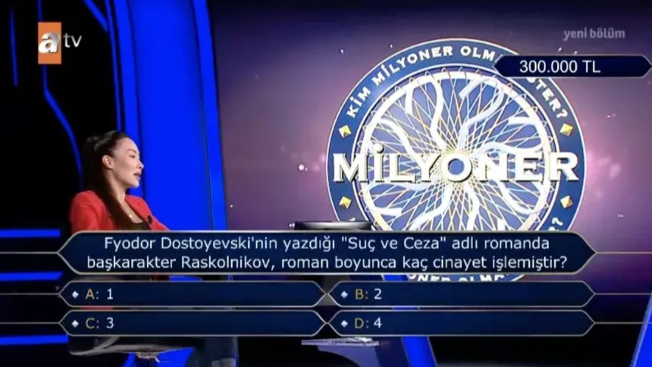 Kim Milyoner Olmak İster’de Suç ve Ceza’da kaç cinayet işlendiği soruldu