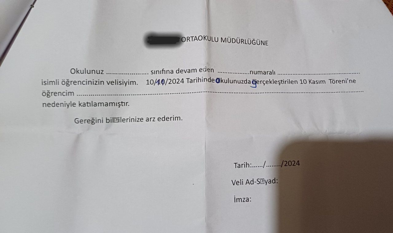 10 Kasım törenine katılmayan öğrenciye tebligat göndermişti: Müdür hakkında suç duyurusu - 1. Resim