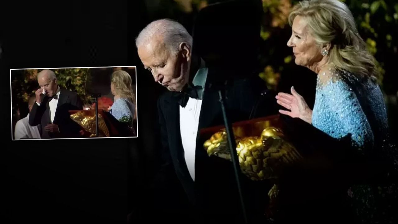 Joe Biden'dan Beyaz Saray'da veda yemeği, eşi Jill Biden konuşurken gözyaşlarını tutamadı