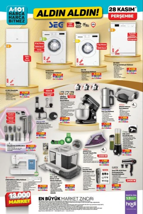 A101 28 Kasım aktüel kataloğu yayınlandı! Elektrikli Moped, beyaz eşya çeşitleri, masa takımı ve daha fazlası - 2. Resim