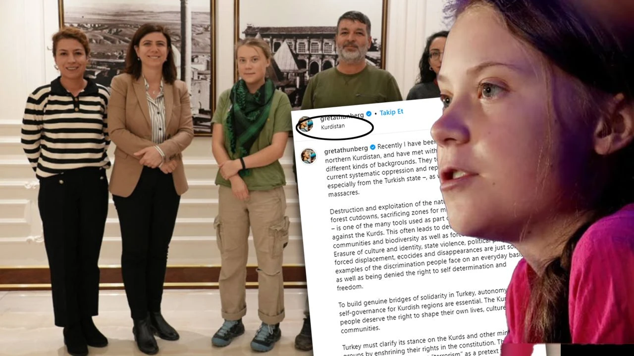 Greta Thunberg'den Türkiye için bölücü paylaşım! 'Kürdistan' diyerek özerklik istedi!