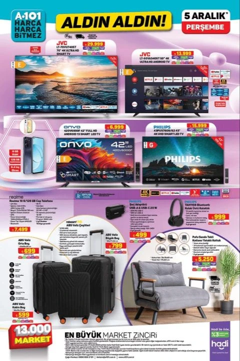 A101 Marketlerde yılbaşı rüzgarı esiyor! 5 Aralık aktüel kataloğunda çam ağacı, tombala, ağaç süsü, katı meyve sıkacağı ve mikrodalga fırın gibi birçok ürün yer alıyor - 4. Resim