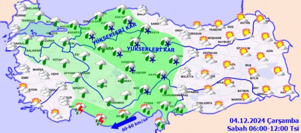 Meteoroloji'den sağanak yağış ve fırtına uyarısı! 4 Aralık hava durumu raporu yayımlandı - 1. Resim