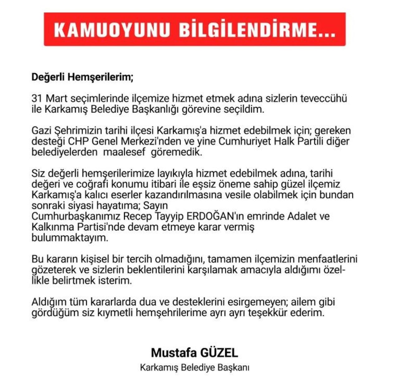 CHP'ye şok! Belediye başkanı istifa edip AK Parti'ye katıldı: