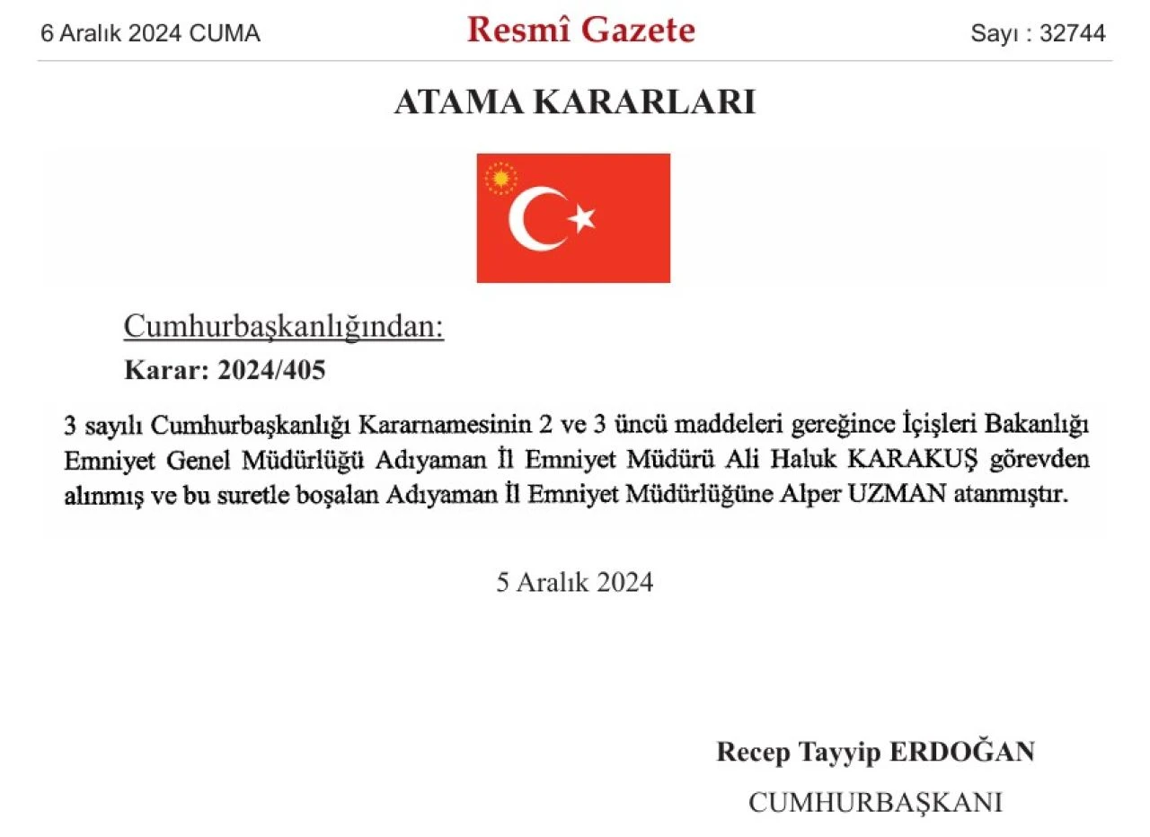İstanbul ve Adıyaman'ın emniyet müdürleri kim oldu? Resmi Gazete’de yayımlandı - 1. Resim