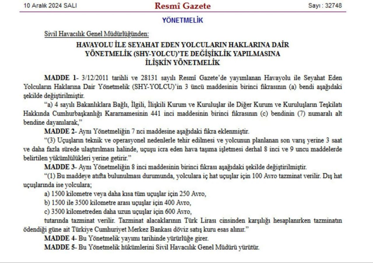 Rötar yapan havayolları artık yolculara tazminat ödeyecek! Karar Karar Resmi Gazete'de - 3. Resim