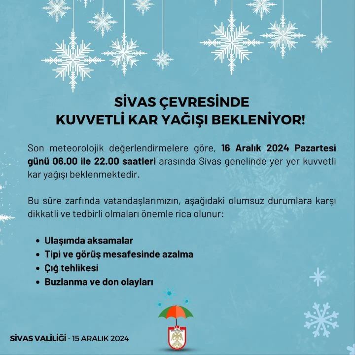 Sivas ve Kayseri’de yarın okullar tatil mi? 16 Aralık kar yağışı etkili oluyor - 1. Resim