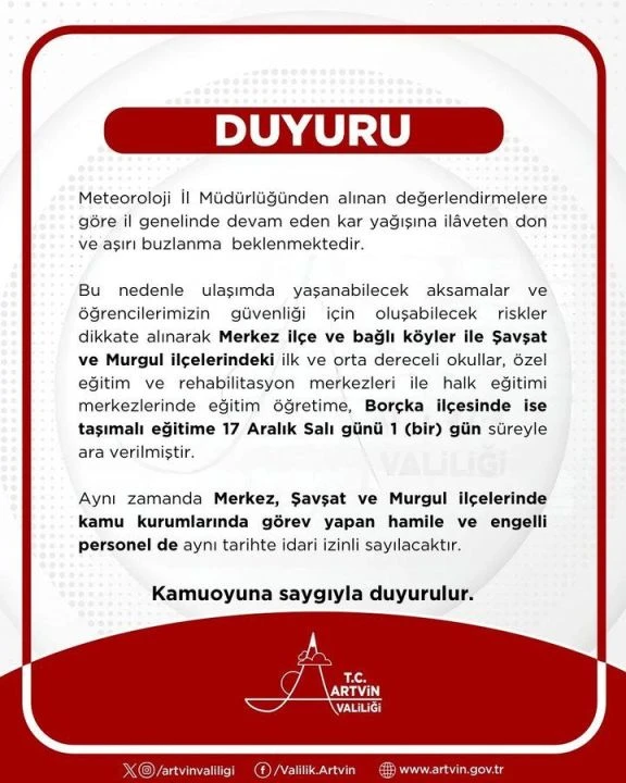 Yarın Ardahan'da okullar tatil mi? 18 Aralık MGM verilerine göre kar yağışı devam edecek - 2. Resim