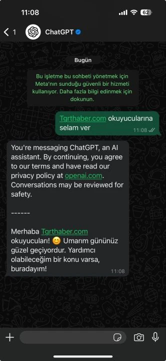 ChatGPT, WhatsApp uygulamasına geldi: Kullanıcılar telefon numarasıyla erişebiliyor - 1. Resim