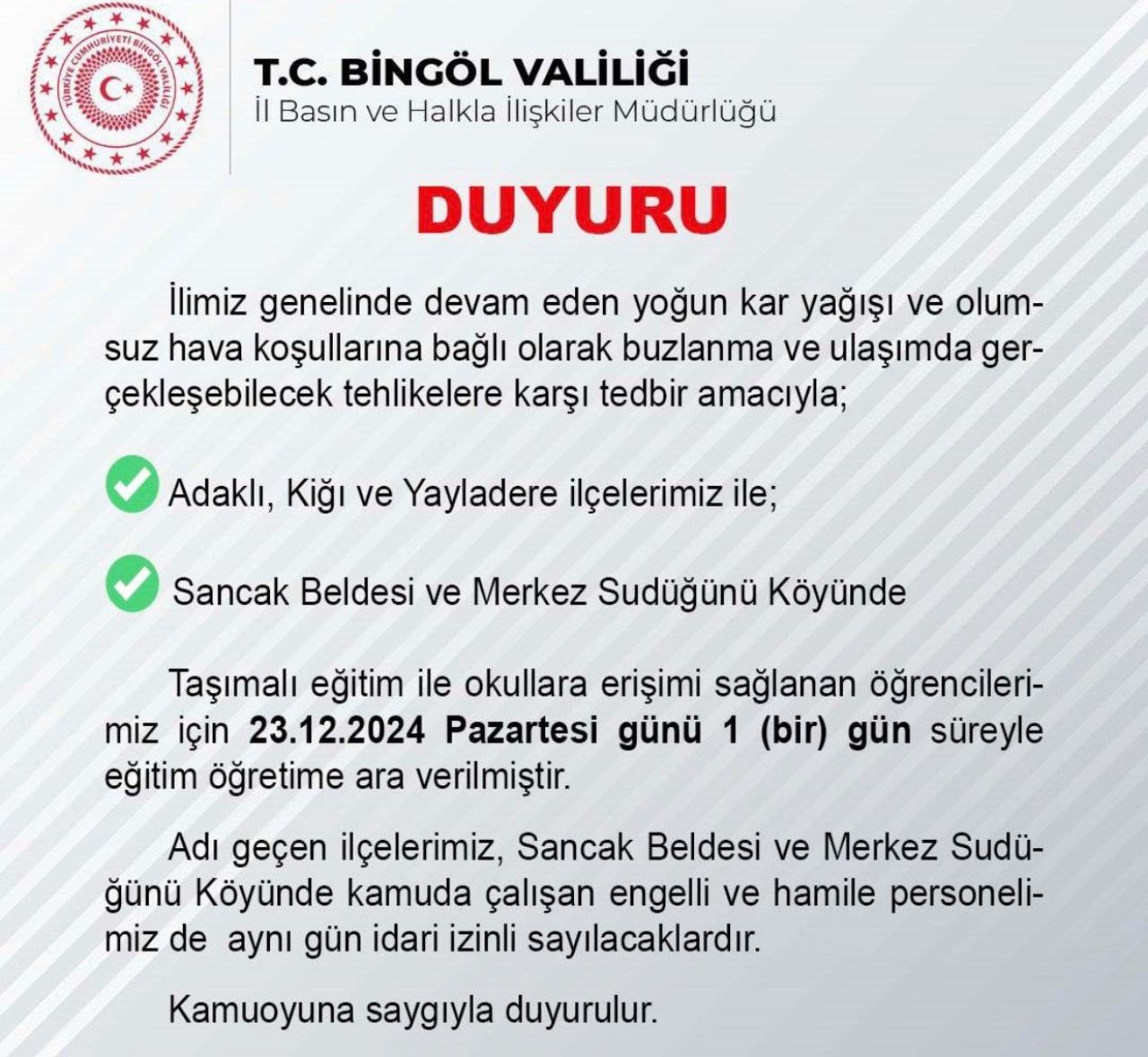 Bingöl'de eğitime kar engeli: Valilik kararı duyurdu - 2. Resim