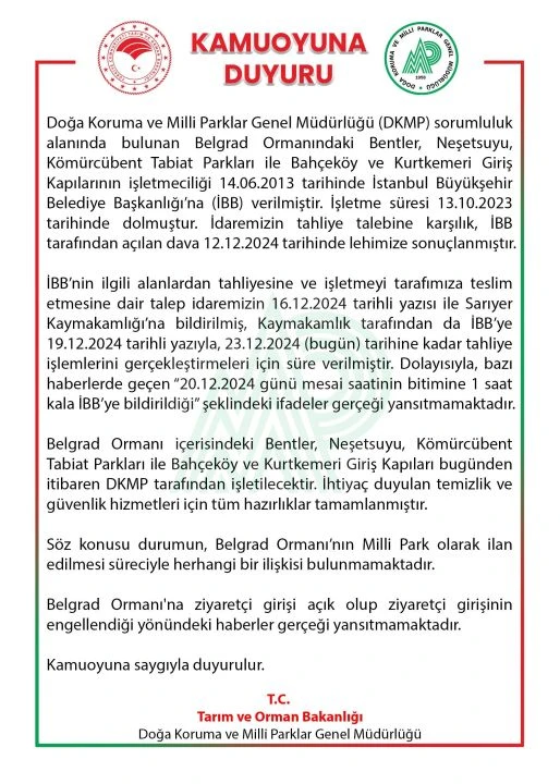 Belgrad Ormanı'ndaki işletmeler artık DKMP tarafından işletilecek - 1. Resim