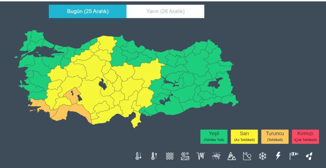 25 Aralık okullar tatil mi? Antalya, Aydın, Isparta, İzmir, Manisa ve Muğla için turuncu alarm - 1. Resim