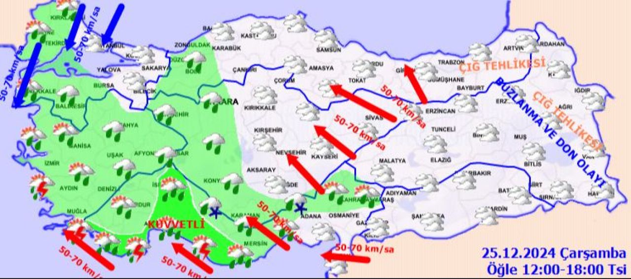 Meteoroloji'den 17 il için turuncu ve sarı uyarı: Kuvvetli sağanak ve fırtına geliyor - 3. Resim