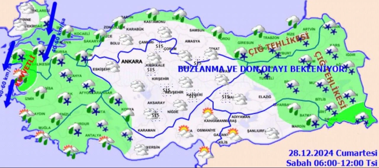Kar yağışı hem doğudan hem batıdan bastıracak: 9 ile sarı kodlu uyarı! 28 Aralık hava durumu - 3. Resim